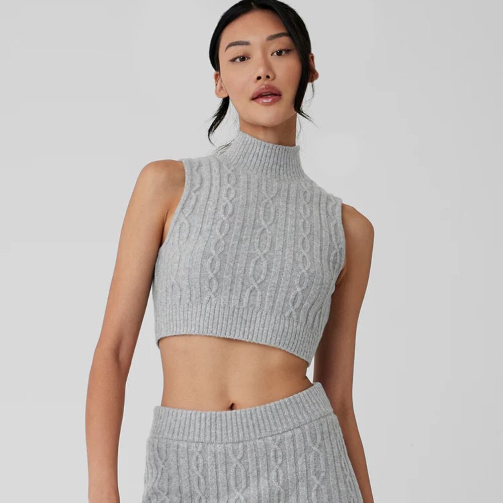NWT ALO Cable Knit Winter Bliss Mock Neck Tank